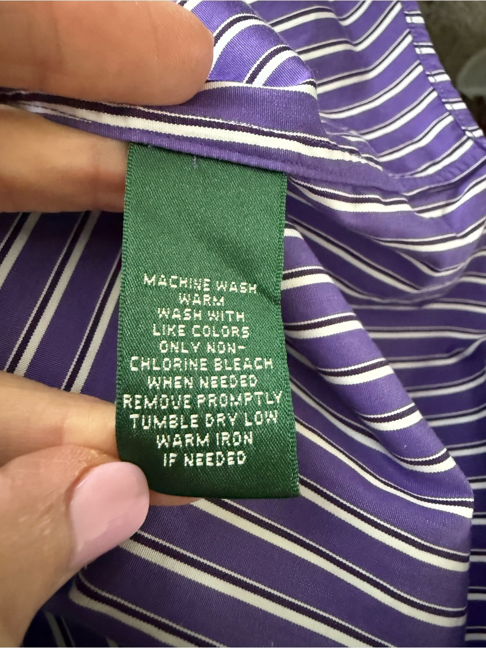 Lauren Ralph Lauren Women’s Purple and White Striped Button-Up Blouse - Picture 5 of 5
